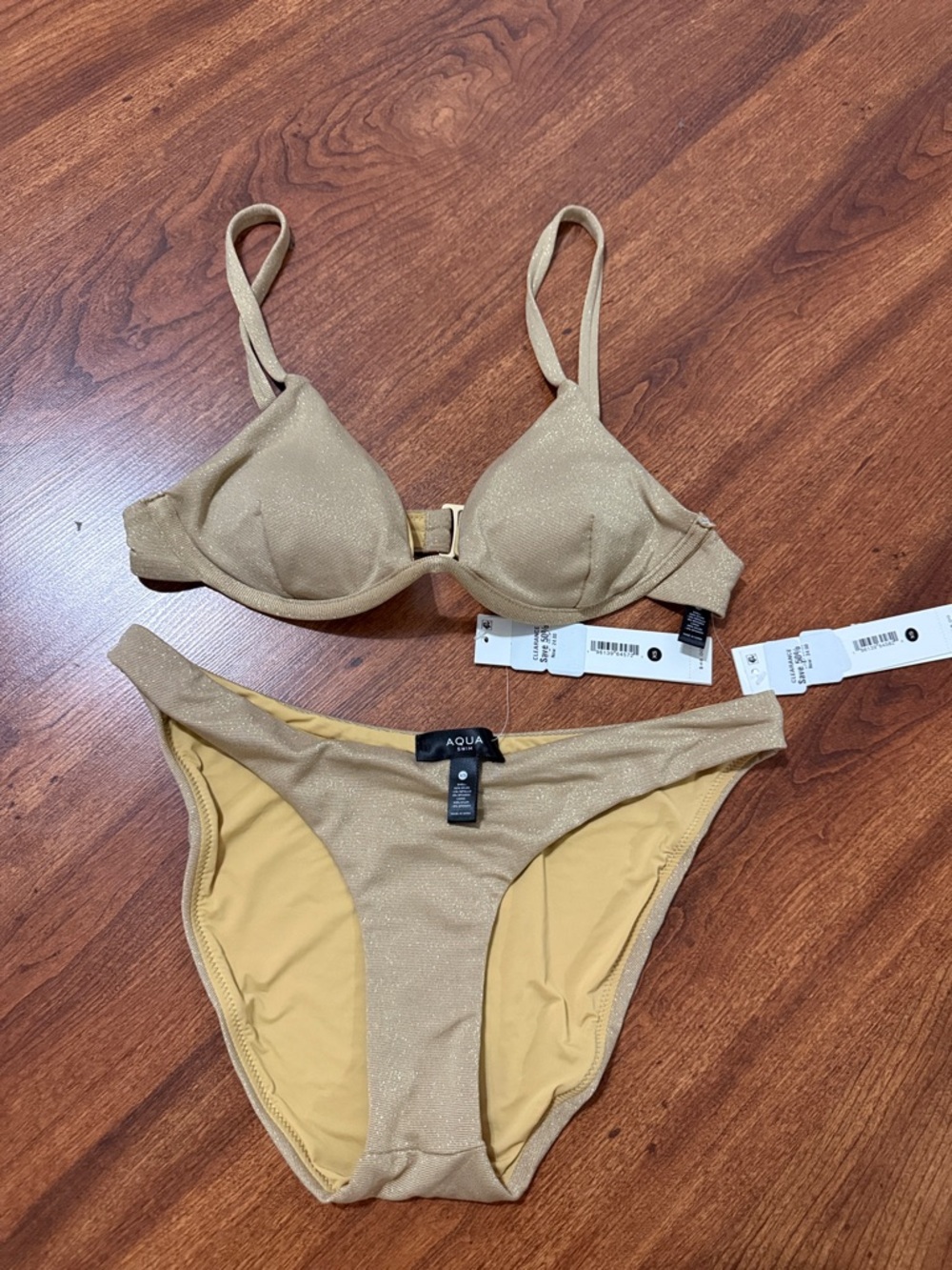 Aqua Metallic Gold Bikini Set